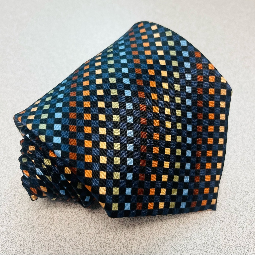 Kilburne and Finch Men’s Multicolored Checkered Tie 100% Silk Business Wedding